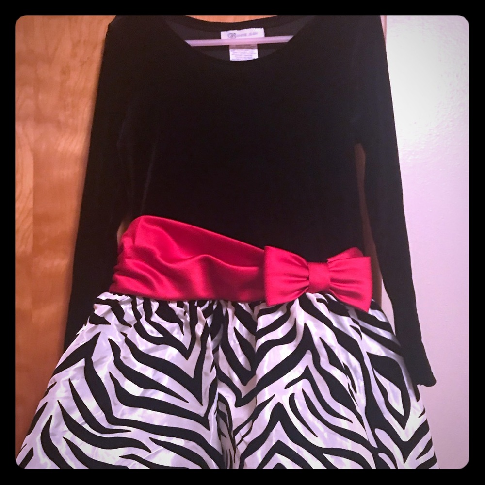 Girls black/zebra print dress